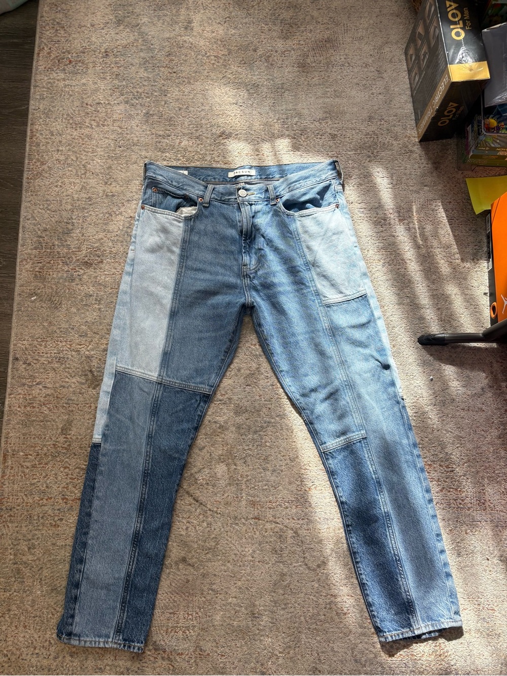 PacSun Patchwork Multi-Blue Skinny Jeans